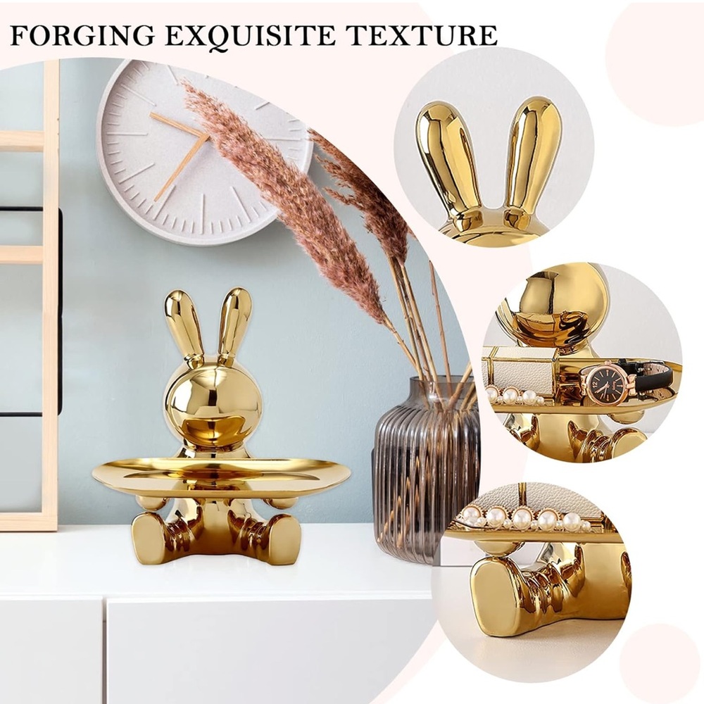 Title: 🐰 Rabbit Sculpture Key Tray – Gold - Picture 8 of 8